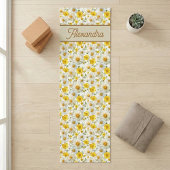 Yellow Wildflowers Pattern Monogram Name Yogamatte