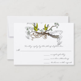 Yellow Winged Vintag Love Birds Wedding RSVP