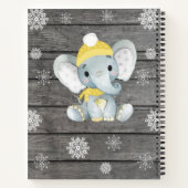 Yellow Winter Elephant Book Baby Dusche Rustikal Notizblock (Rückseite)