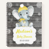 Yellow Winter Elephant Book Baby Dusche Rustikal Notizblock (Vorderseite)