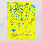 Yellow Wirbel 16 . Geburtstag Party Einladung (Vorne/Hinten)