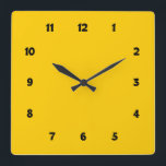 Yellow with Numbers Quadratische Wanduhr<br><div class="desc">Minimal yellow wall clock with numbers in a cartoonish font.</div>