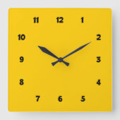 Yellow with Numbers Quadratische Wanduhr (Vorderseite)