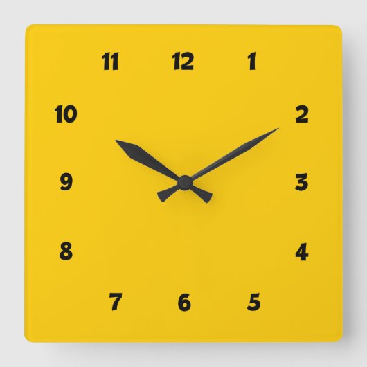 Yellow with Numbers Quadratische Wanduhr (Vorderseite)