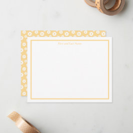 Yellow with White Daisy Pattern Note Cards Mitteilungskarte