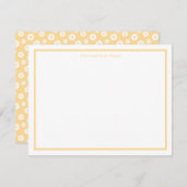 Yellow with White Daisy Pattern Note Cards Mitteilungskarte (Vorne/Hinten)