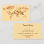 yellow World Map Travel International Trip Agent Visitenkarte (Vorne/Hinten)