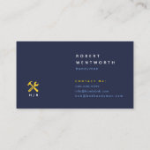 Yellow Wrench & Hammer auf Blue Simple Handyman Visitenkarte (Rückseite)