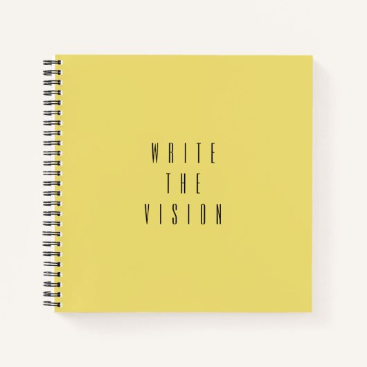 Yellow 'Write the Vision' Typografy Journal Notizblock (Vorderseite)