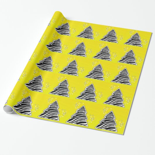 Yellow Zebra Christmas Tree Geschenkpapier (Ungerollt)