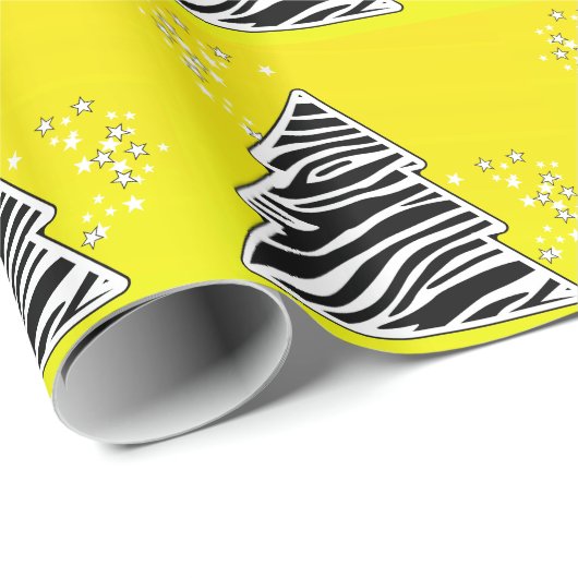 Yellow Zebra Christmas Tree Geschenkpapier (Rolleneckpunkt)