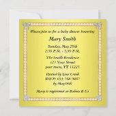 Yellow Zebra Diamond Bow Kinderdusche Einladung (Rückseite)