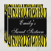 Yellow Zebra Diamonds Sweet 16 Geburtstag Einladung (Vorne/Hinten)