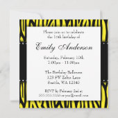 Yellow Zebra Diamonds Sweet 16 Geburtstag Einladung (Rückseite)