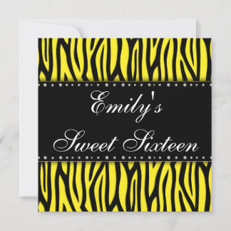 Yellow Zebra Diamonds Sweet 16 Geburtstag Einladung