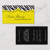 Yellow Zebra Print Animal Muster Business Card Visitenkarte (Vorne/Hinten)