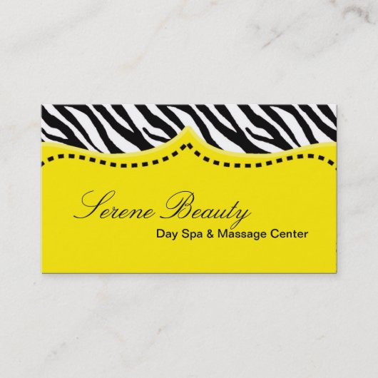 Yellow Zebra Print Animal Muster Business Card Visitenkarte (Vorderseite)