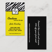 Yellow Zebra Print personalisiert Visitenkarte (Vorne/Hinten)