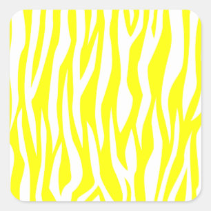 Yellow Zebra Print Quadratischer Aufkleber