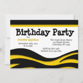 Yellow Zebra Print Waves Birthday Einladungen (Vorderseite)