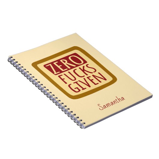 Yellow Zero F*s Give Spiral Notebook Notizblock (Rechte Seite)