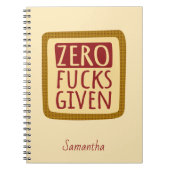 Yellow Zero F*s Give Spiral Notebook Notizblock (Vorderseite)