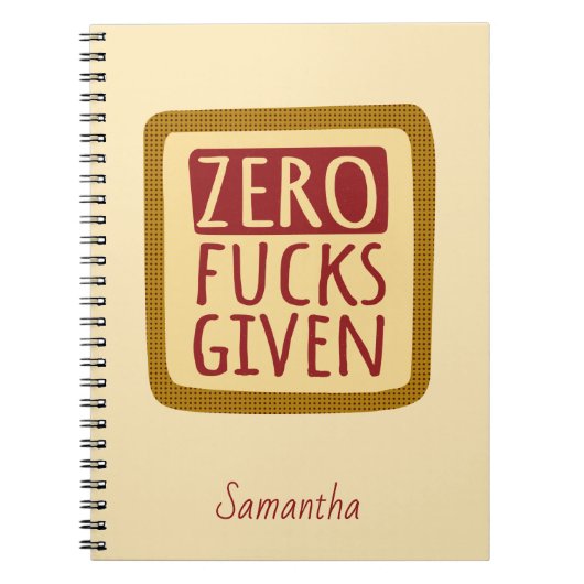 Yellow Zero F*s Give Spiral Notebook Notizblock (Vorderseite)