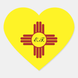 Yellow Zia Sun Puro Nuevo Mexiko Herz-Aufkleber