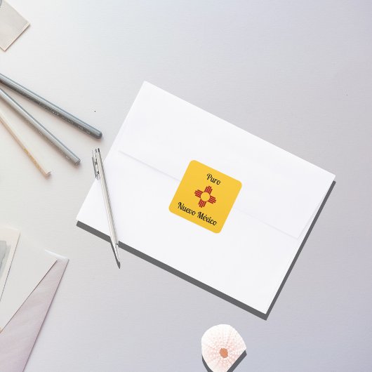 Yellow Zia Sun Puro Nuevo Mexiko Quadratischer Aufkleber