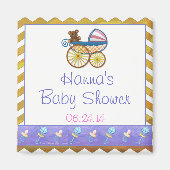 Yellow Zickzack Baby Pram Babydusche Gefallen Magn Magnet (Vorne)