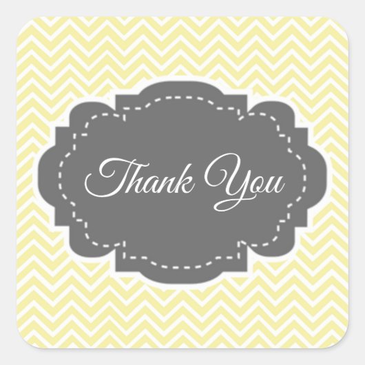 Yellow Zickzack Dankeschön Square Sticker (Vorderseite)