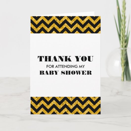 Yellow Zickzack Glitzer Babydusche Danke (Vorderseite)