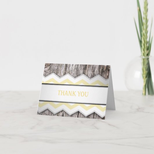 Yellow Zickzack & Wood Rustic Dankeschön Karten (Vorderseite)