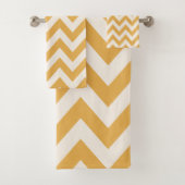 Yellow Zickzack Zigzag Muster Badhandtuch Set (Insitu)