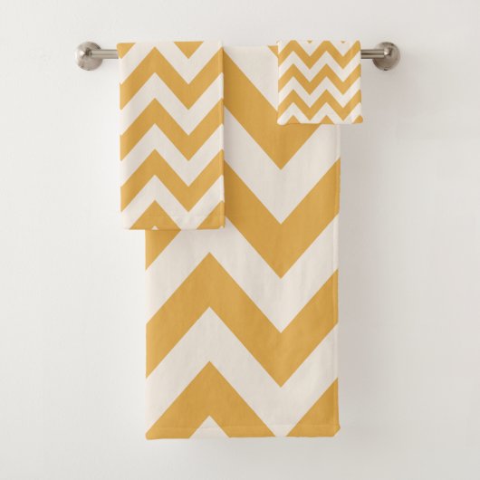 Yellow Zickzack Zigzag Muster Badhandtuch Set (Insitu)