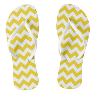 Yellow Zigzag, gelb Zickzack, geometrisches Muster Badesandalen