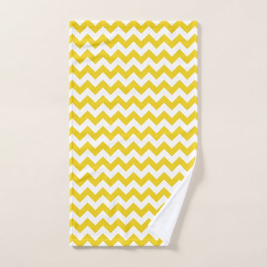 Yellow Zigzag, gelb Zickzack, geometrisches Muster Badhandtuch Set (Handtuch)