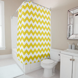 Yellow Zigzag, gelb Zickzack, geometrisches Muster Duschvorhang