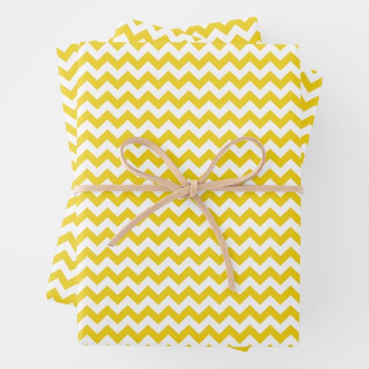 Yellow Zigzag, gelb Zickzack, geometrisches Muster Geschenkpapier Set (Beispiel)