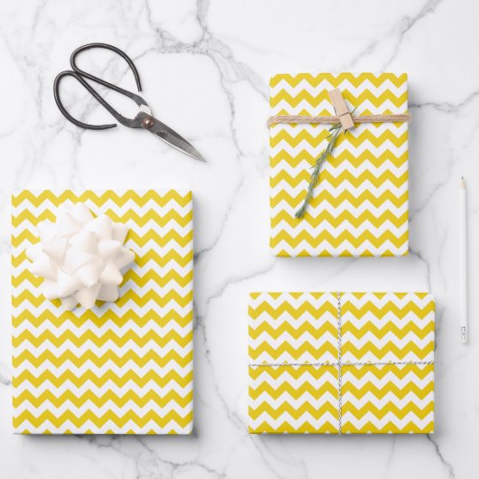 Yellow Zigzag, gelb Zickzack, geometrisches Muster Geschenkpapier Set (Vorderseite)
