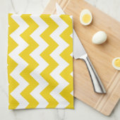 Yellow Zigzag, gelb Zickzack, geometrisches Muster Geschirrtuch (Viertel Falte)