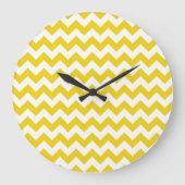 Yellow Zigzag, gelb Zickzack, geometrisches Muster Große Wanduhr (Vorderseite)