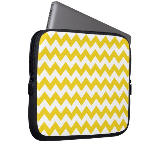 Yellow Zigzag, gelb Zickzack, geometrisches Muster Laptopschutzhülle (Vorne Rechts)