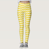 Yellow Zigzag, gelb Zickzack, geometrisches Muster Leggings (Vorderseite)
