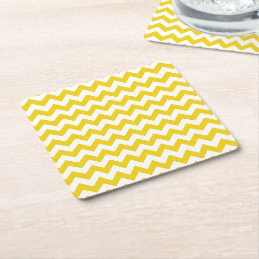 Yellow Zigzag, gelb Zickzack, geometrisches Muster Rechteckiger Pappuntersetzer (angewinkelt)
