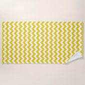 Yellow Zigzag, gelb Zickzack, geometrisches Muster Strandtuch (Vorderseite)