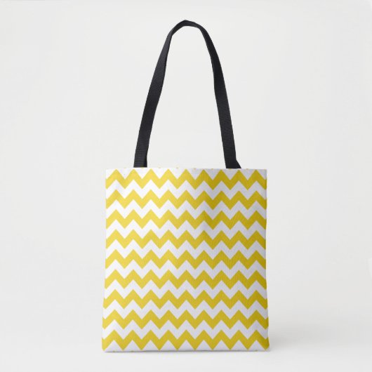Yellow Zigzag, gelb Zickzack, geometrisches Muster Tasche (Vorderseite)