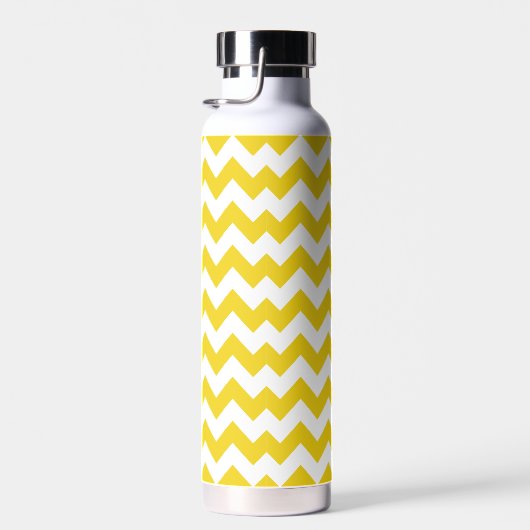 Yellow Zigzag, gelb Zickzack, geometrisches Muster Trinkflasche (Rechts)