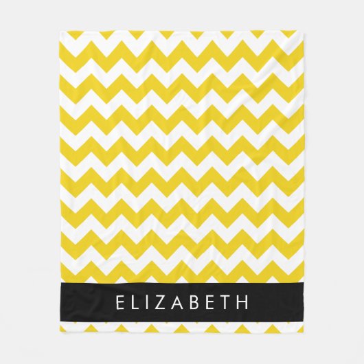 Yellow Zigzag, gelb Zickzack, Ihr Name Fleecedecke (Vorderseite)