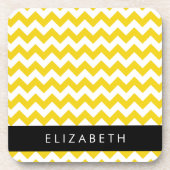 Yellow Zigzag, gelb Zickzack, Ihr Name Getränkeuntersetzer (Vorderseite)